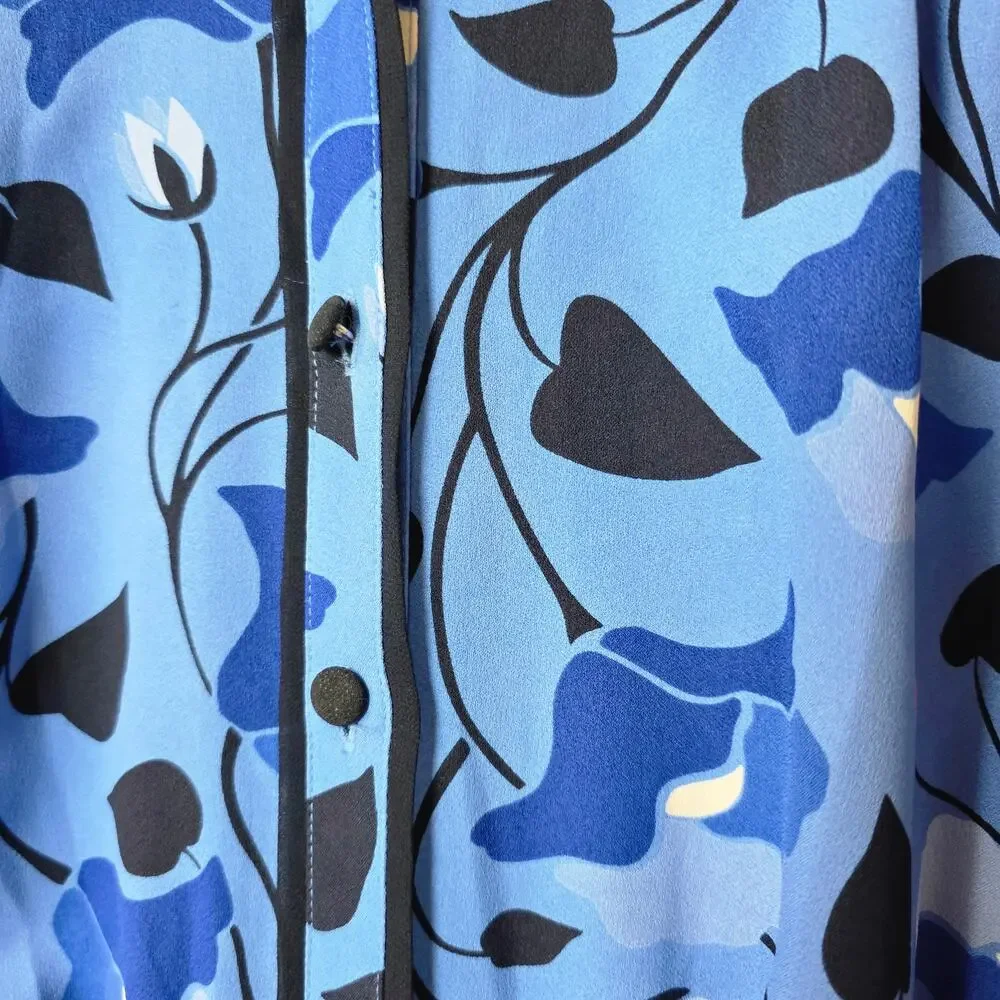 Kate Spade Nouveau Bloom Fluid Shirtdress Bright Cornflower Blue Size 2